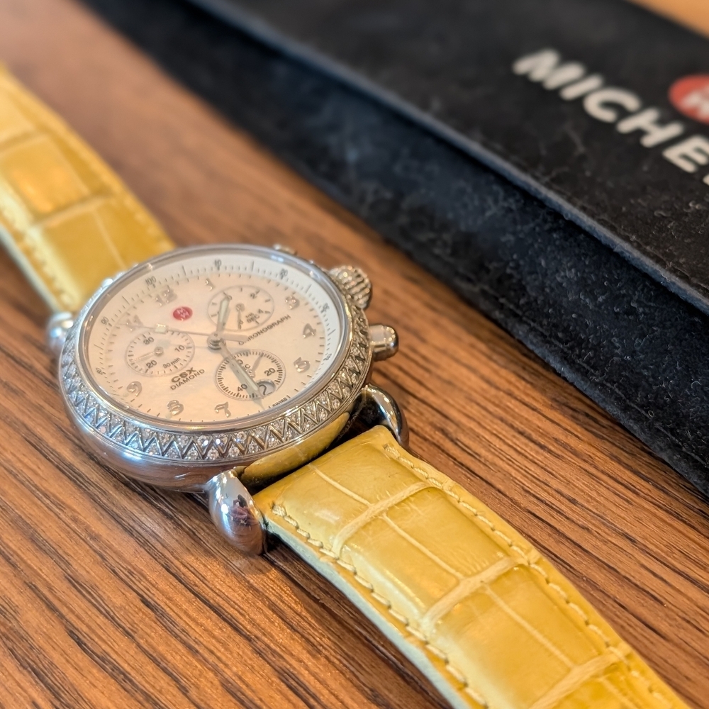 Michele CSX Diamond Watch with 9 Genuine Leather Michele Bands - Picture 4 of 7